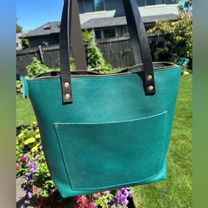 Sea Glass Medium Zip Tote Portland Leather Goods